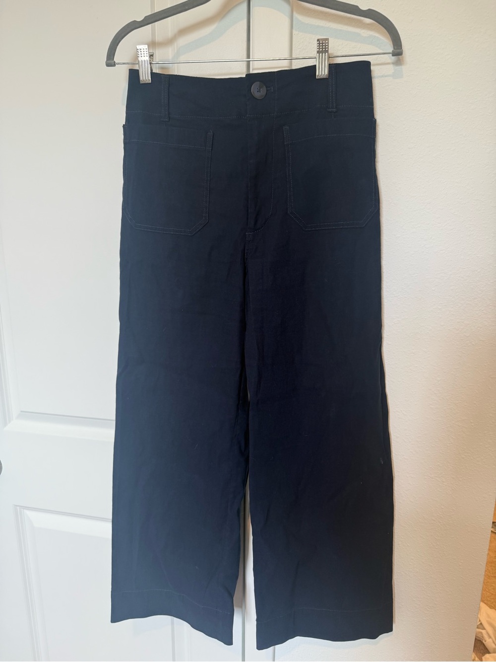 Maeve Navy Wide-Leg Casual Pants